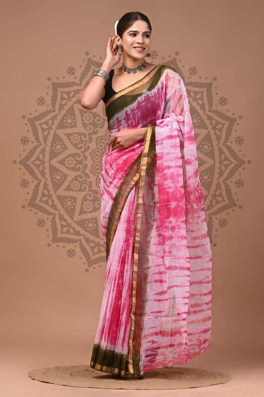 Multicolor Digital Print Mul Cotton Saree With Unstitched Blouse Piece