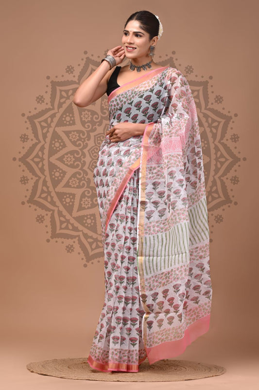 Multicolor Digital Print Mul Cotton Saree With Unstitched Blouse Piece