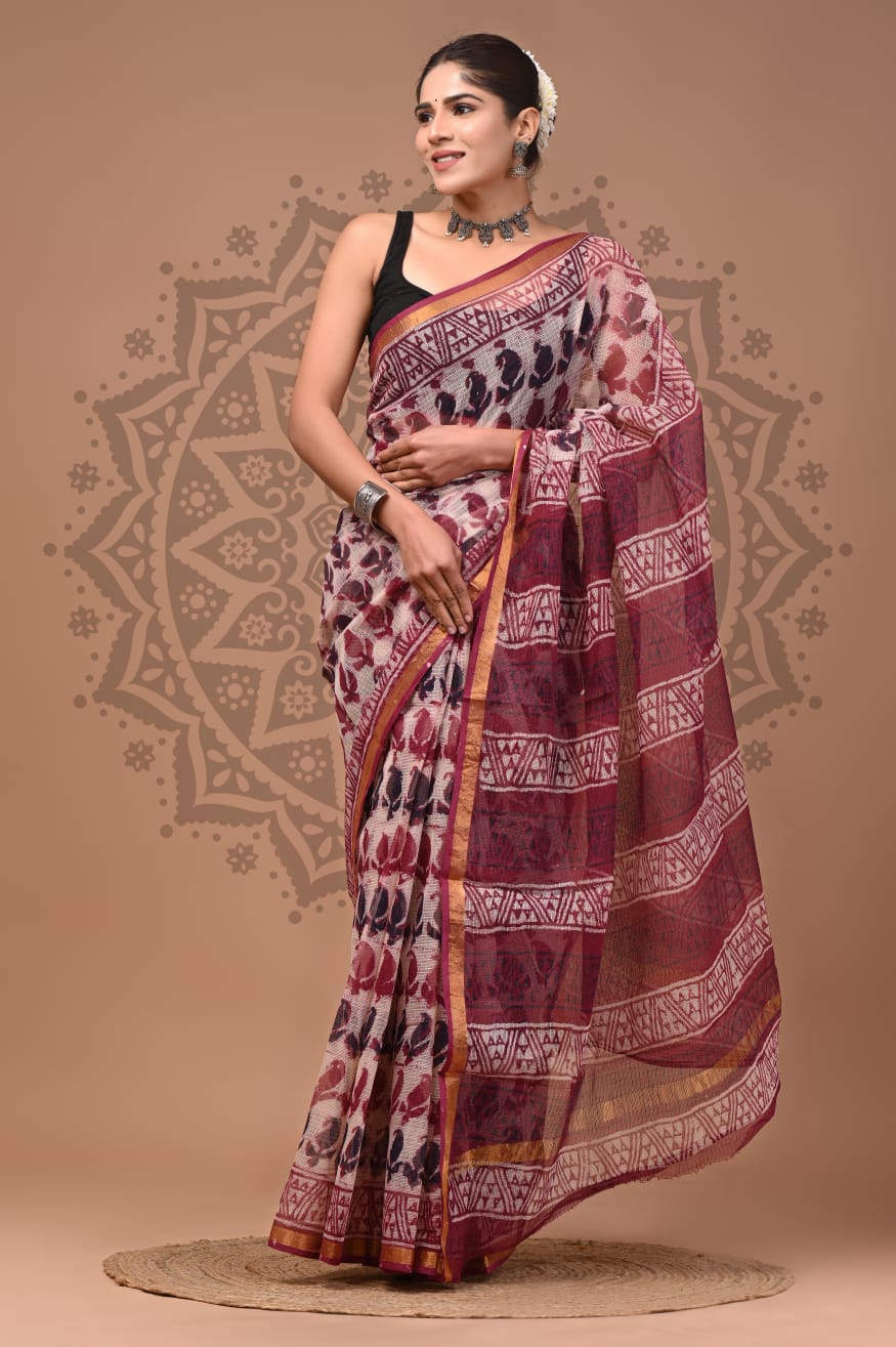Multicolor Digital Print Mul Cotton Saree With Unstitched Blouse Piece