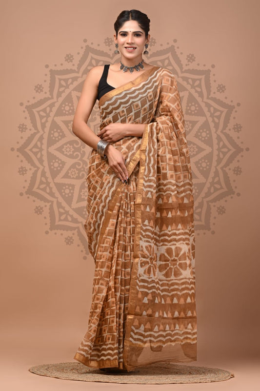 Multicolor Digital Print Mul Cotton Saree With Unstitched Blouse Piece
