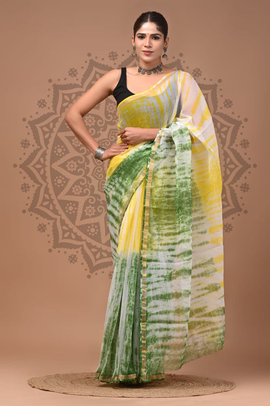 Multicolor Lehriya Print Cotton Saree