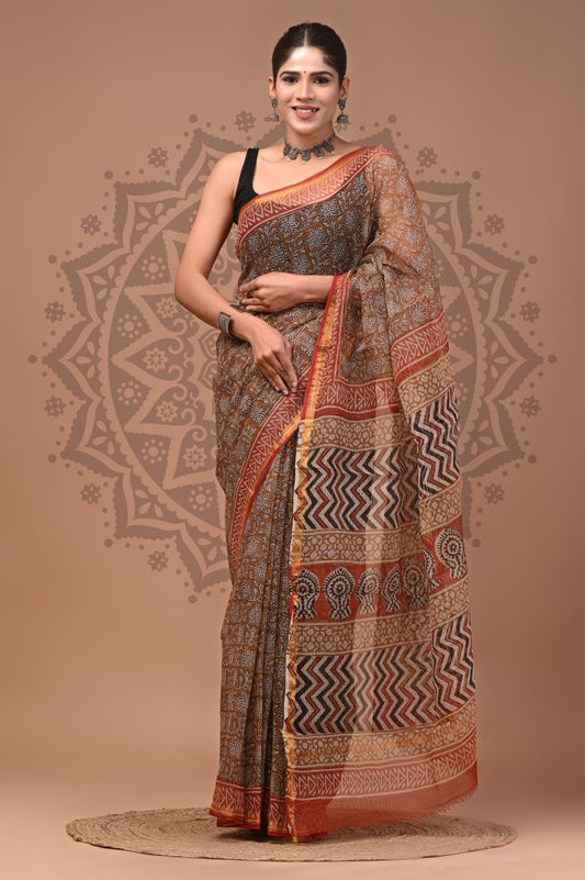 Multicolor Lehriya Print Cotton Saree