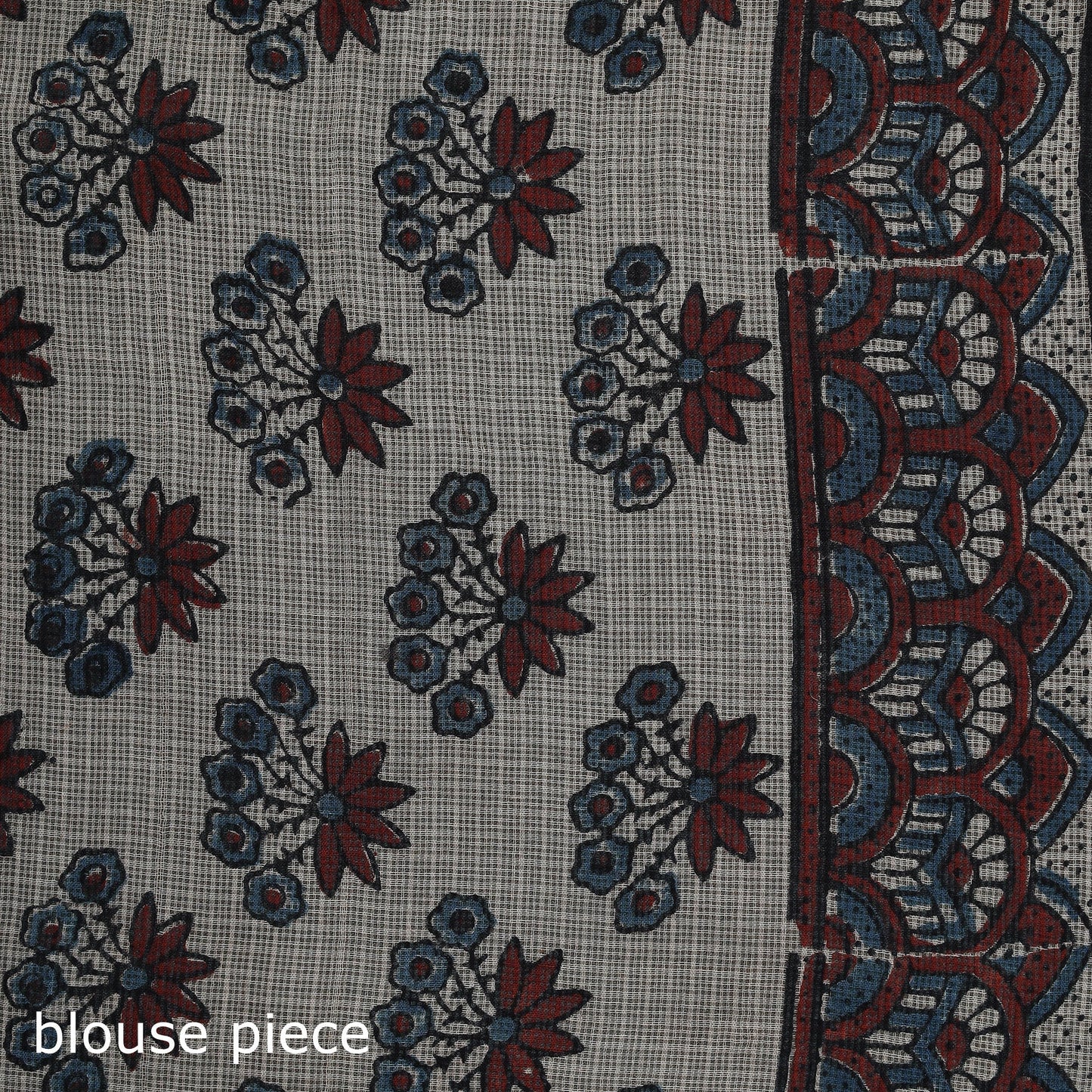 Multicolor Azrak Print Mul Cotton Saree With Unstitched Blouse Piece