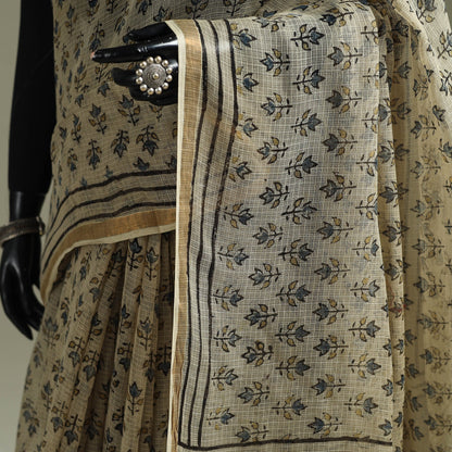 Multicolor Azrak Print Mul Cotton Saree With Unstitched Blouse Piece