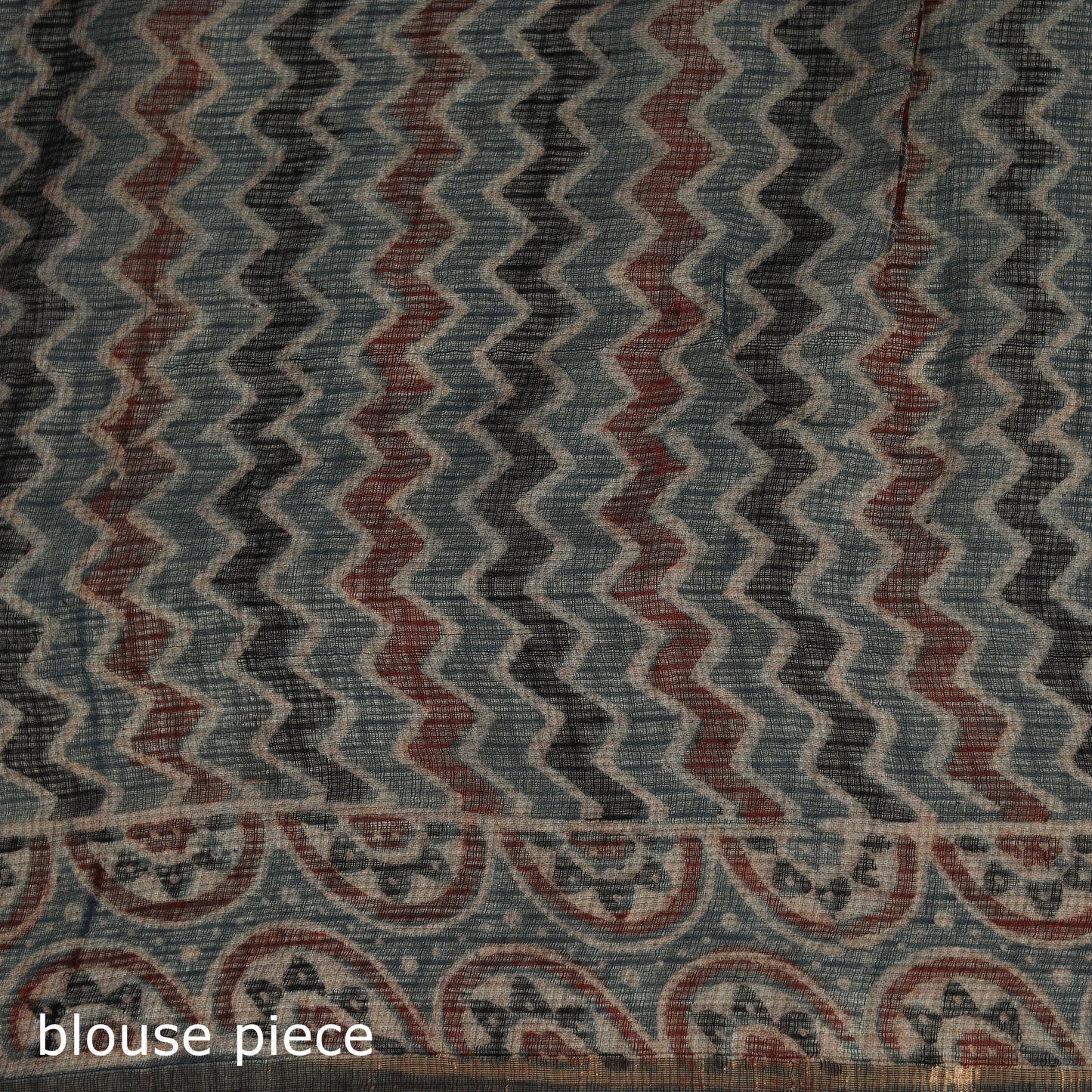 Multicolor Azrak Print Mul Cotton Saree With Unstitched Blouse Piece