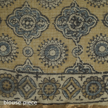 Multicolor Azrak Print Mul Cotton Saree With Unstitched Blouse Piece