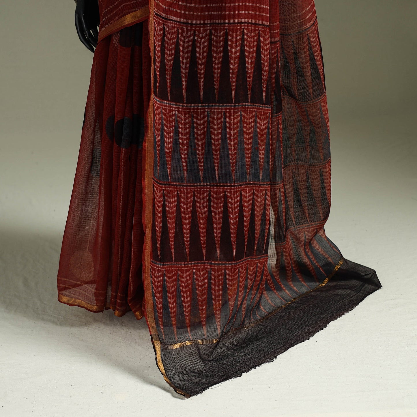 Multicolor Azrak Print Mul Cotton Saree With Unstitched Blouse Piece