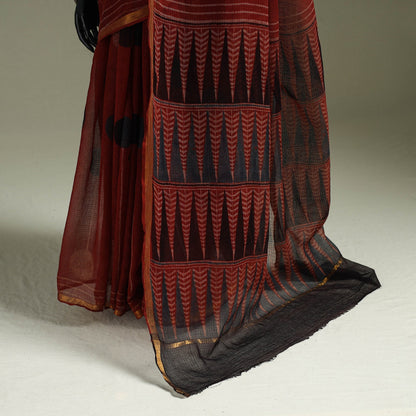 Multicolor Azrak Print Mul Cotton Saree With Unstitched Blouse Piece