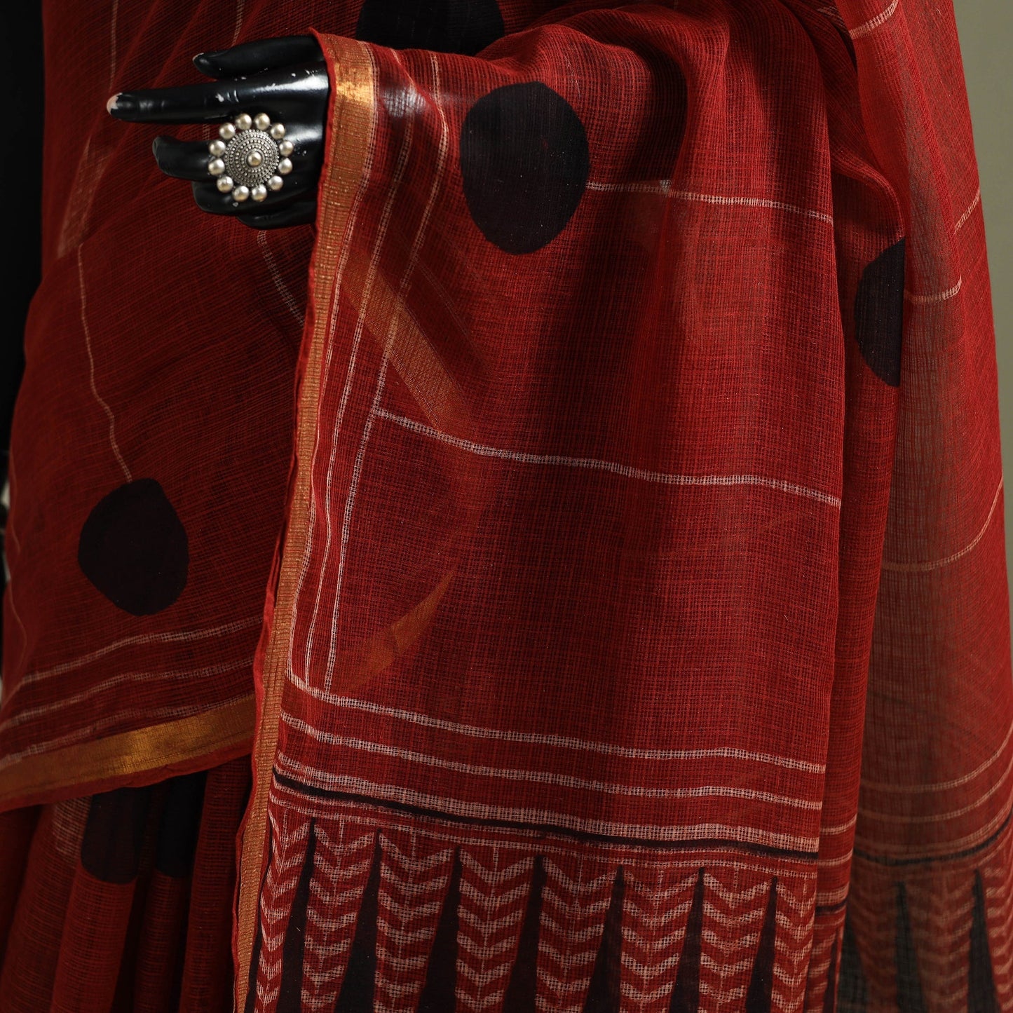 Multicolor Azrak Print Mul Cotton Saree With Unstitched Blouse Piece