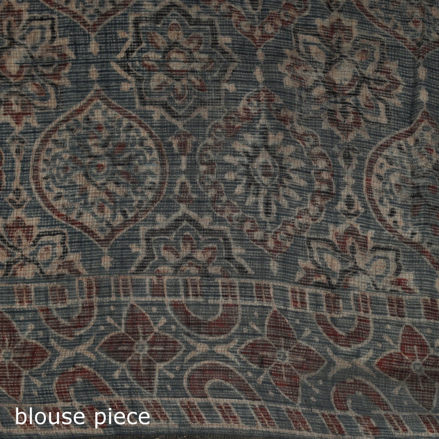 Multicolor Azrak Print Mul Cotton Saree With Unstitched Blouse Piece