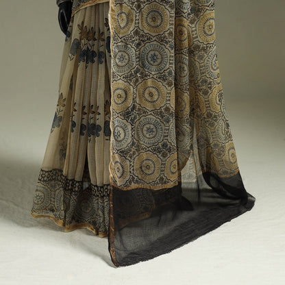 Multicolor Azrak Print Mul Cotton Saree With Unstitched Blouse Piece