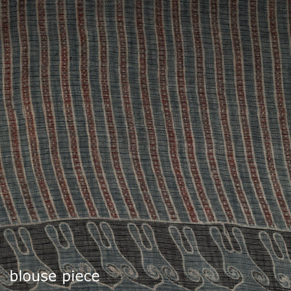 Multicolor Azrak Print Mul Cotton Saree With Unstitched Blouse Piece