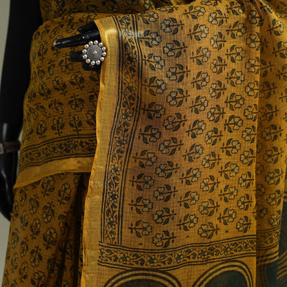 Multicolor Azrak Print Mul Cotton Saree With Unstitched Blouse Piece
