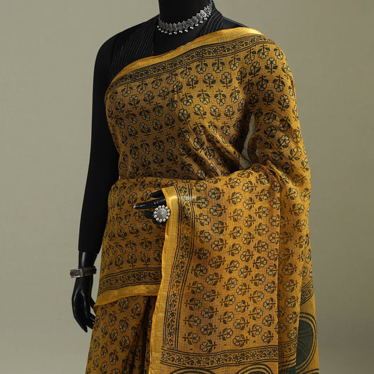 Multicolor Azrak Print Mul Cotton Saree With Unstitched Blouse Piece
