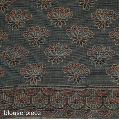 Multicolor Azrak Print Mul Cotton Saree With Unstitched Blouse Piece