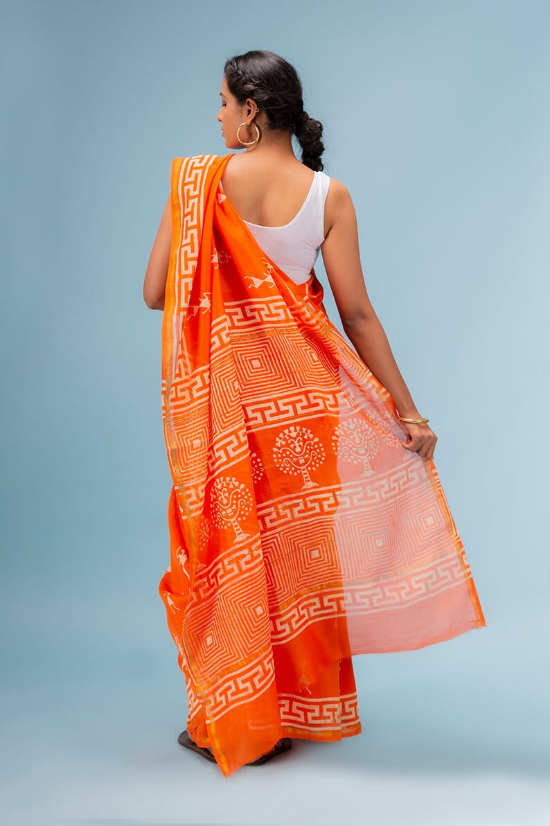 Moora Saree | Orange | Cotton Silk Saree