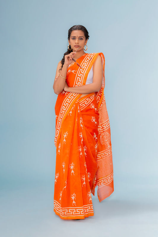 Moora Saree | Orange | Cotton Silk Saree