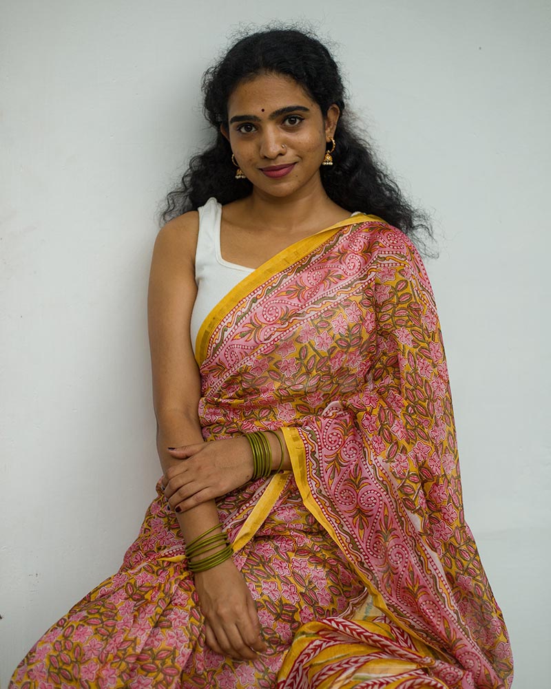 Pond of Daffodils - Cotton Silk Saree
