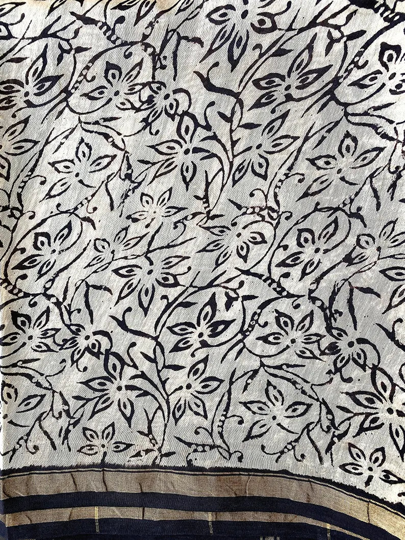 Tigress - Beige Cotton Silk Saree