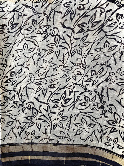 Tigress - Beige Cotton Silk Saree