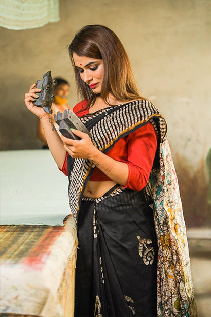 BATIK PRINT COTTON SILK SAREE