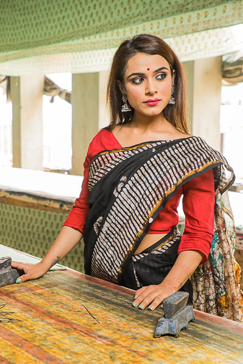 BATIK PRINT COTTON SILK SAREE