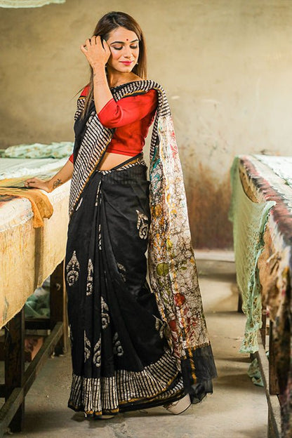 BATIK PRINT COTTON SILK SAREE