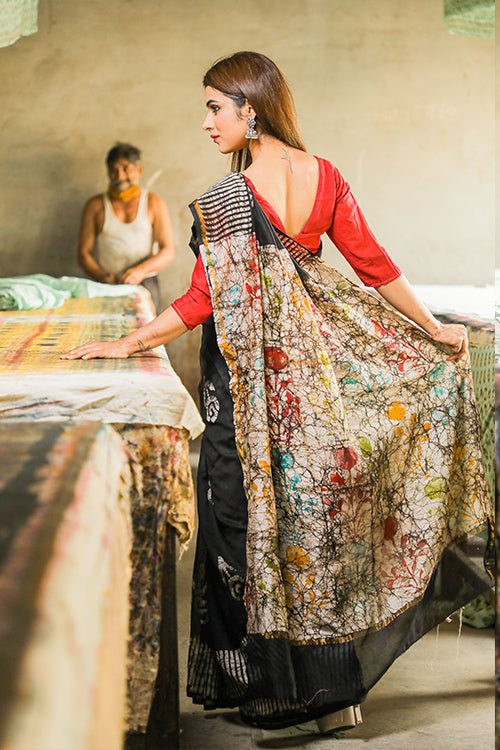 BATIK PRINT COTTON SILK SAREE