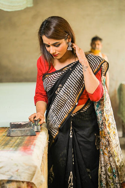 BATIK PRINT COTTON SILK SAREE