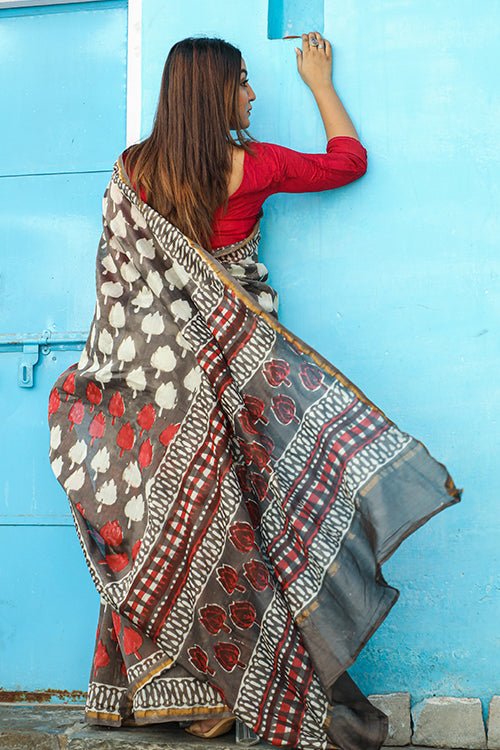 "BAYOU" KASHISH DABU PRINT COTTON SILK SAREE