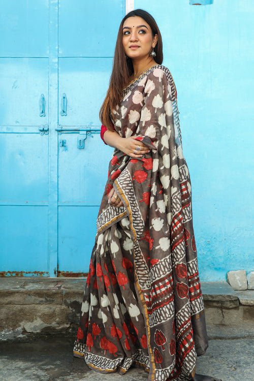 "BAYOU" KASHISH DABU PRINT COTTON SILK SAREE