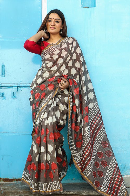 "BAYOU" KASHISH DABU PRINT COTTON SILK SAREE