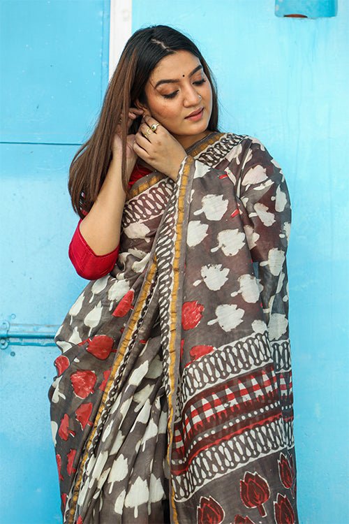 "BAYOU" KASHISH DABU PRINT COTTON SILK SAREE