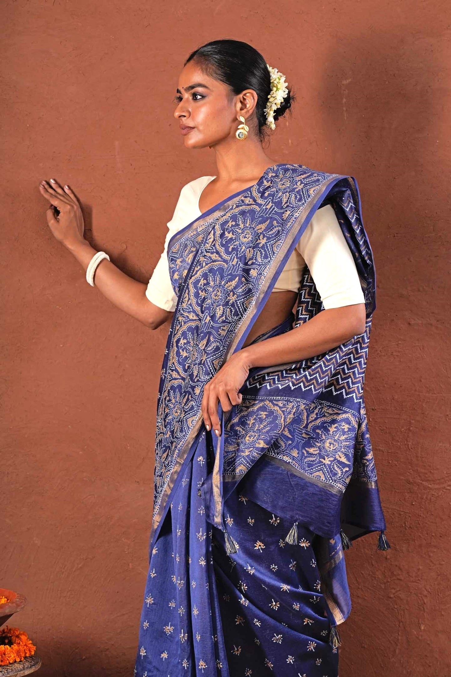 BLUE HORIZON- PRINTED COTTON SILK SAREE