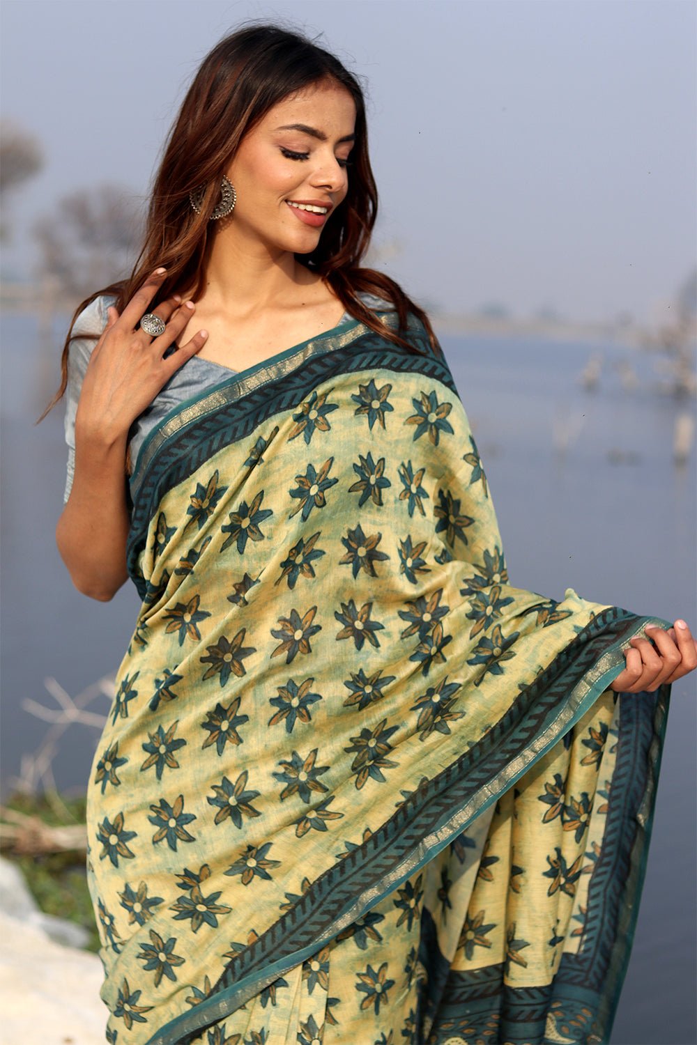 BOTANICAL BLISS PRINTED COTTON SILK SAREE