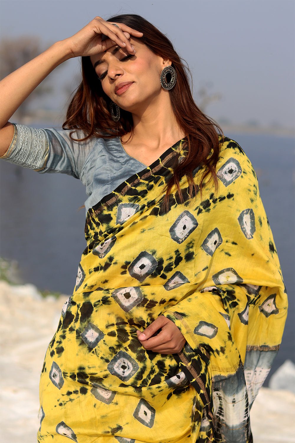 "BUTTERCUP BLISS" BANDHNI COTTON SILK SAREE