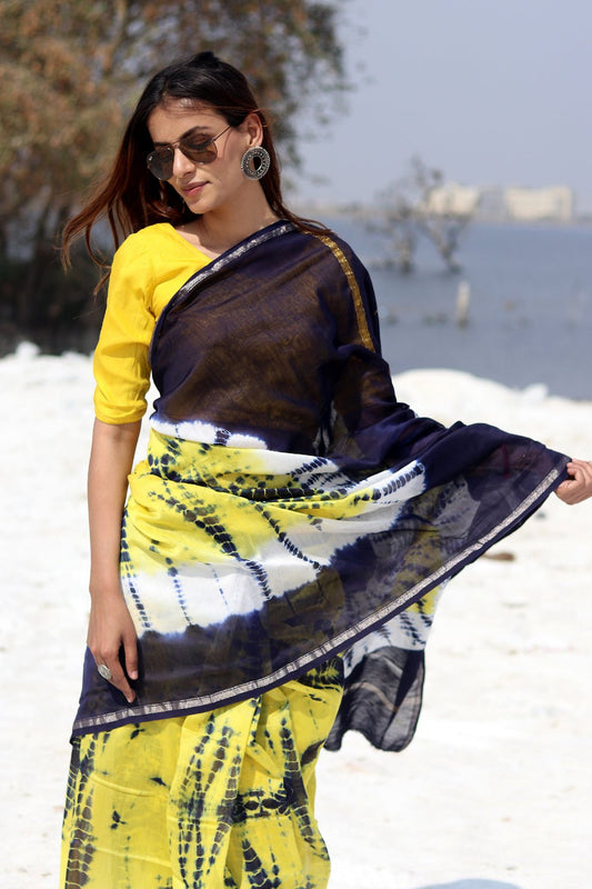"BUZZING PANTHER" BANDHNI COTTON SILK SAREE