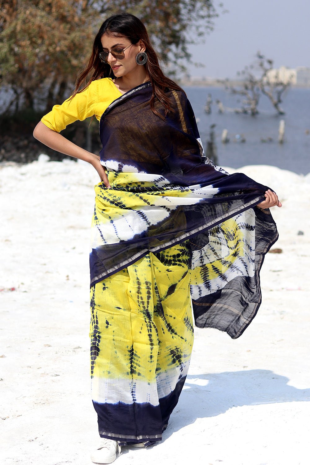 "BUZZING PANTHER" BANDHNI COTTON SILK SAREE
