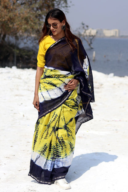 "BUZZING PANTHER" BANDHNI COTTON SILK SAREE