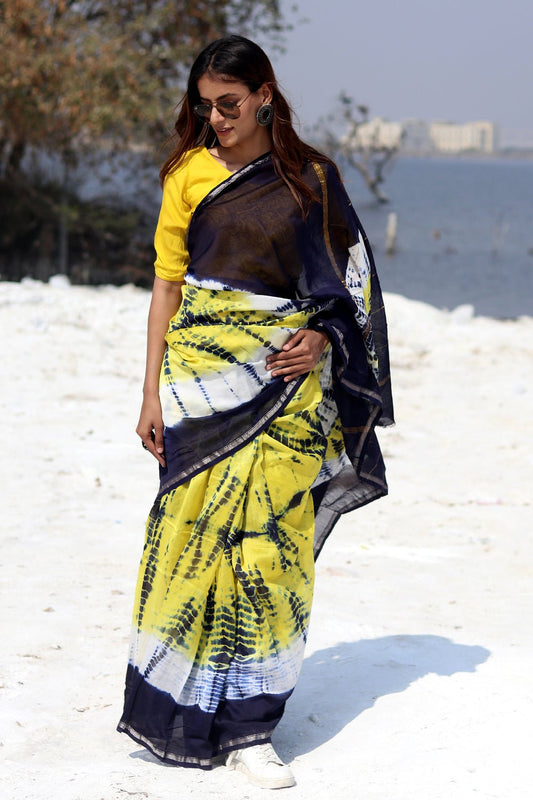 "BUZZING PANTHER" BANDHNI COTTON SILK SAREE