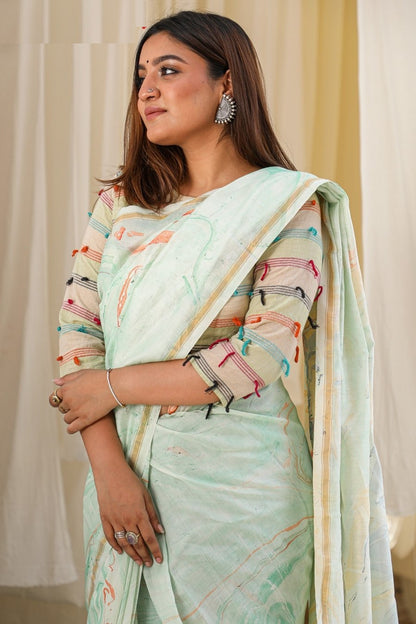 "CHARISMA" MARBLE PRINT COTTON SILK SAREE