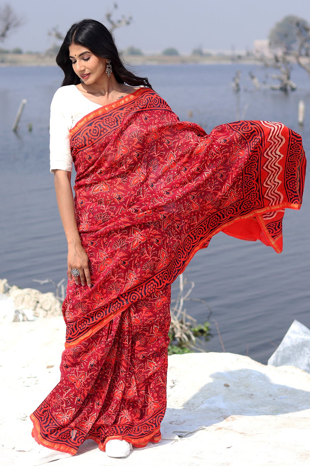 DUSK AND BLUSH PRINTED COTTON SILK SAREE