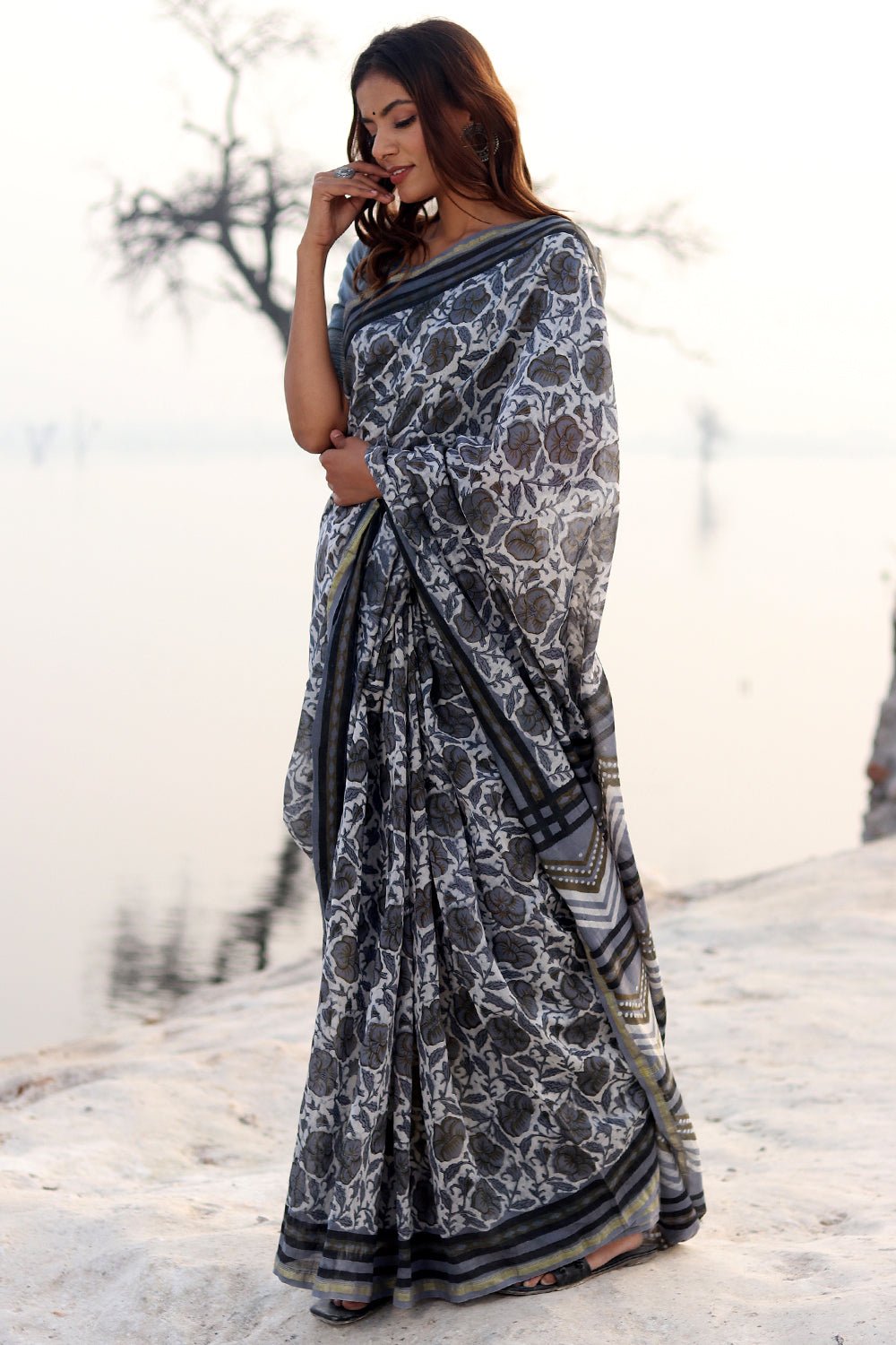 FOGGY DAZE PRINTED COTTON SILK SAREE