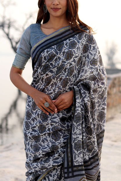 FOGGY DAZE PRINTED COTTON SILK SAREE