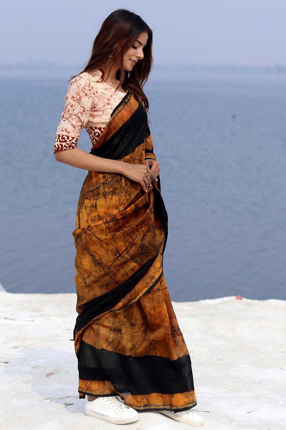 "GINGER RUSH" BATIK COTTON SILK SAREE