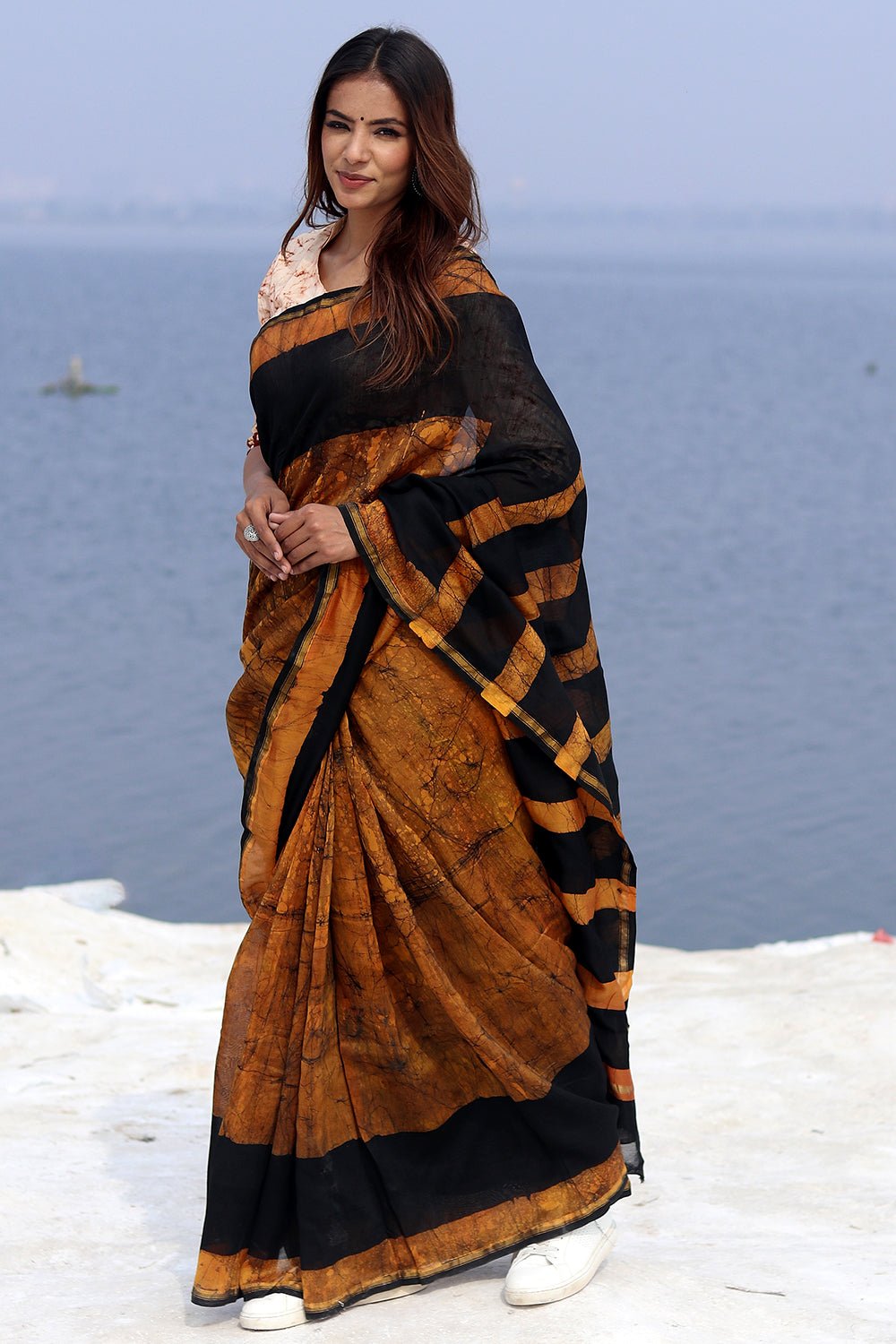 "GINGER RUSH" BATIK COTTON SILK SAREE