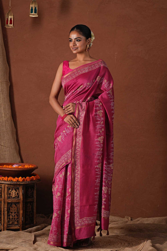 GOLDEN DAWN- PRINTED COTTON SILK SAREE