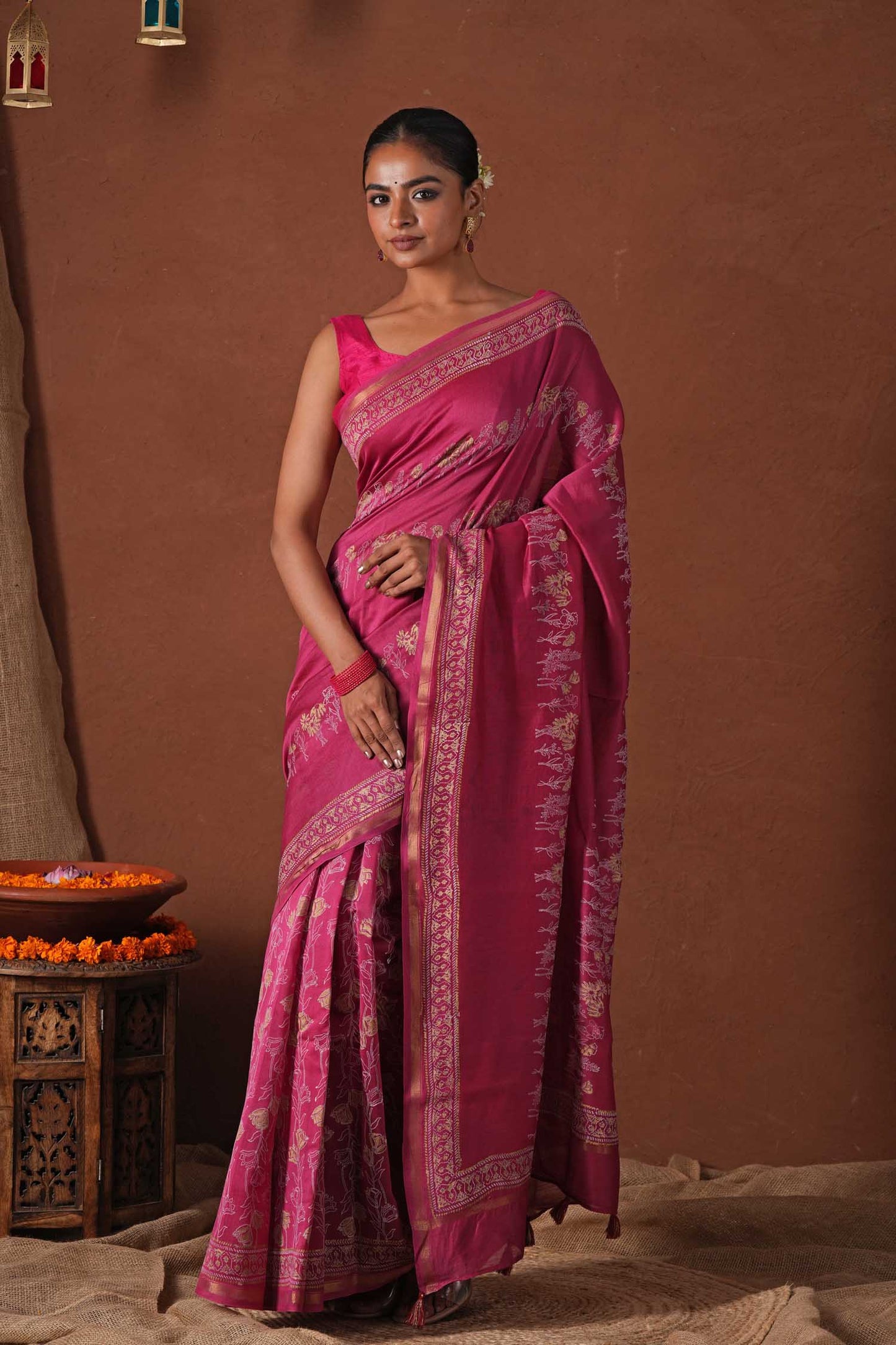 GOLDEN DAWN- PRINTED COTTON SILK SAREE