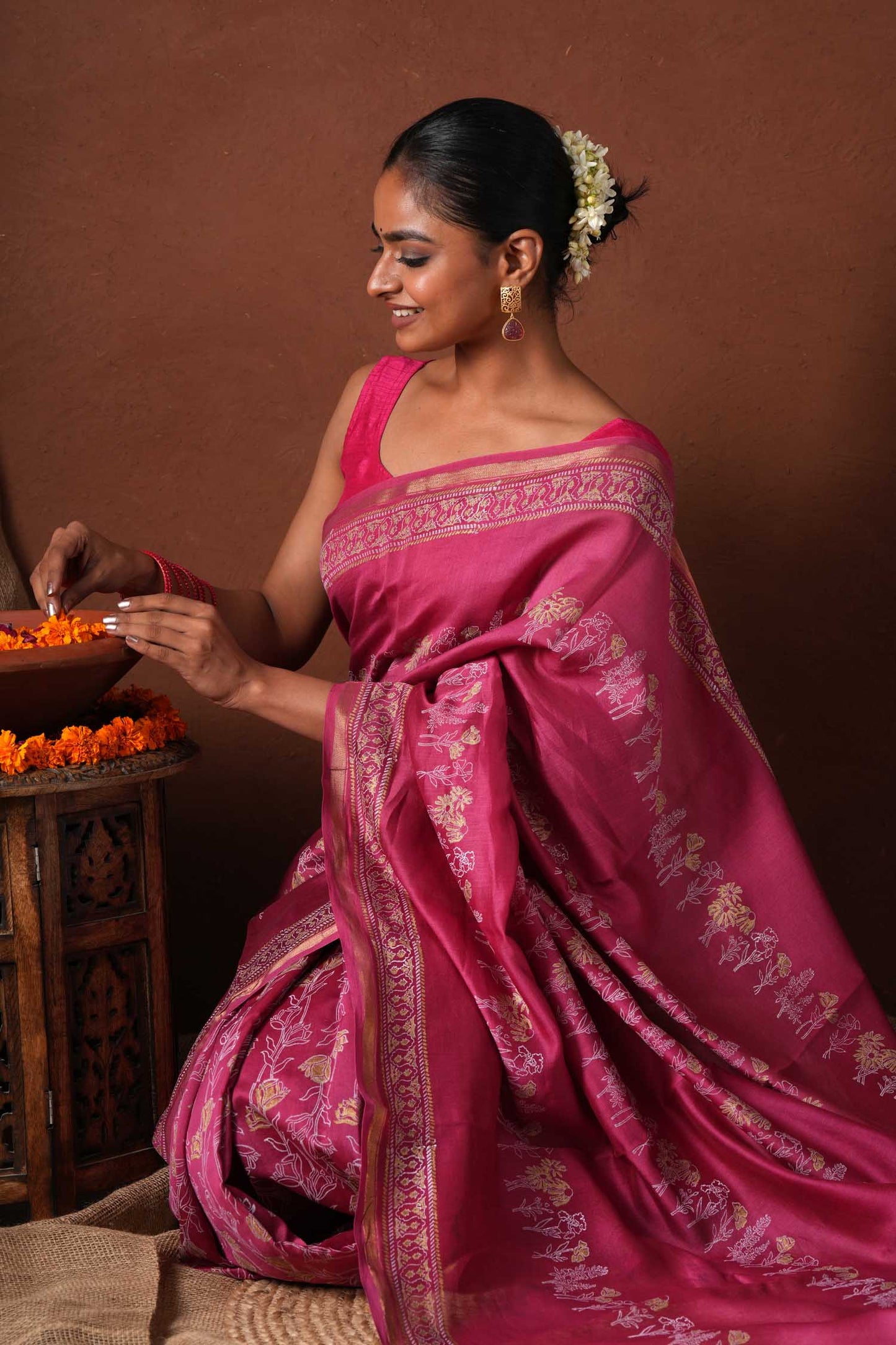 GOLDEN DAWN- PRINTED COTTON SILK SAREE