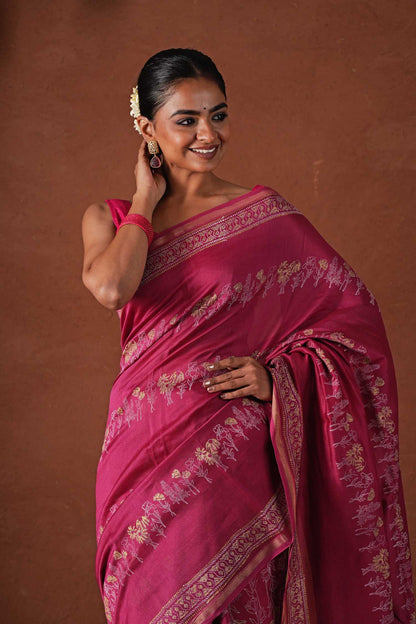 GOLDEN DAWN- PRINTED COTTON SILK SAREE